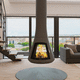 chimenea de leña / suspendida / central / de doble cara