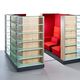 biblioteca contemporánea / para el sector profesional / de vidrio / de metal