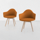 silla contemporánea / de interior / de tejido / con base de madera maciza