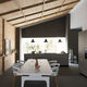 cocina contemporánea / de madera / con isla / con asideros integrados