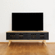 mueble de televisión contemporáneo / con altavoces de alta fidelidad / con estantes / de contrachapado