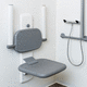 asiento de ducha abatible / de pared / de plástico / acero inoxidable
