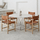 silla de comedor de diseño escandinavo / de interior / de cuero / con base de roble
