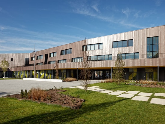 architectes más chartier del dalix construyen la escuela y el dormitorio verde-cubiertos del rosalind