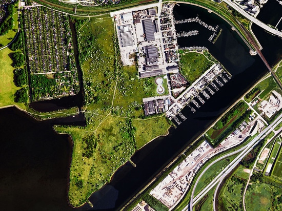 una vista aérea del sitio en Copenhague