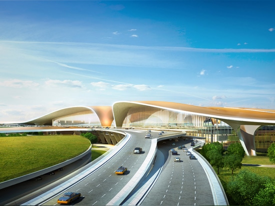 hadid del zaha + ADPI que trabaja en la terminal de viajeros más grande del mundo de Pekín