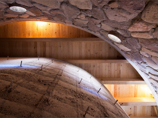 La cueva es una pegar-tierra y un chalet de la piedra en una facilidad de la conservación de la fauna de México