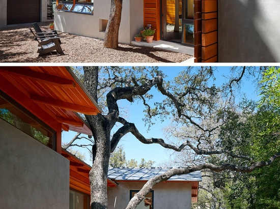 Este hogar de madera y concreto en la familia de Texas Was Renovated For A de tres