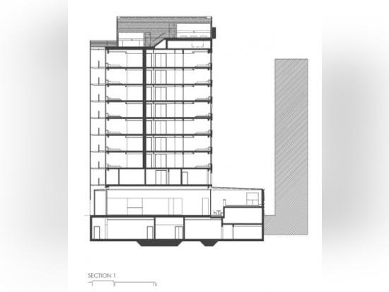 Sección del edificio (© del dibujo: DIEZ Arquitectos)