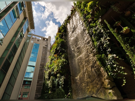 La cascada más alta del mundo en un jardín vertical