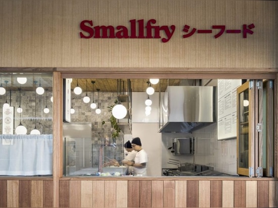 sin diseños del estudio del arco una barra rara del pescado frito con patatas fritas con una torsión japonesa