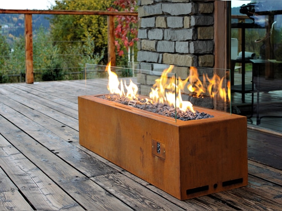 Chimenea de gas al aire libre, Galio Corten por Planika