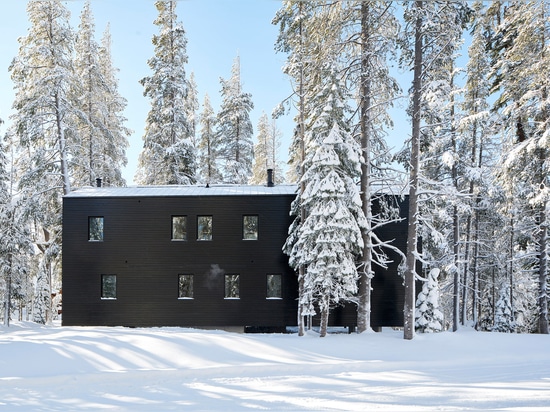 Mork-Ulnes termina el chalet del esquí de California cubierto en alquitrán negro