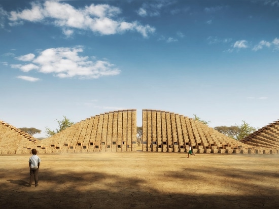 Escuela de fardos de paja en Malawi, África Oriental