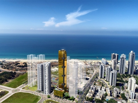 El rascacielos dorado "Lighthouse Tower" en Tel Aviv eligió ALUMIL