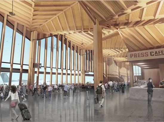 El futurista edificio de la nueva terminal del Aeropuerto Nelson utilizará materiales y tecnologías de madera locales.