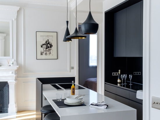 El estilo Haussmann de un apartamento de Paris hecho actual por Diametro 35 Inox de Ritmonio.