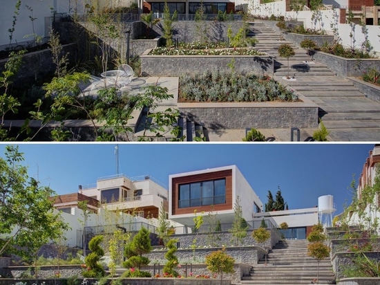 La jardinería en terrazas proporciona a esta casa múltiples jardines