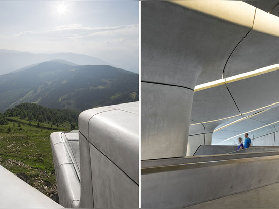 Arquitectos de Zaha Hadid, museo Corones, el Tyrol del sur, Italia de la montaña de Messner. © Werner Huthmacher de la foto