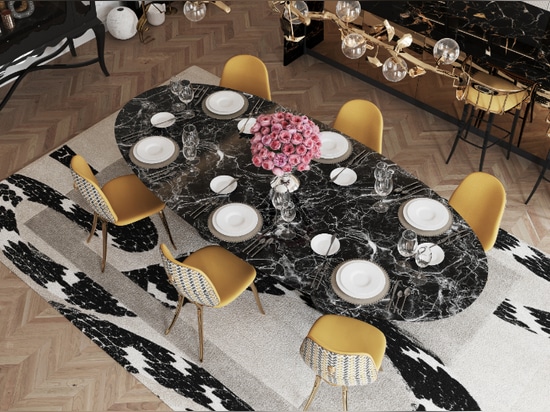 Mesa de comedor Pietra Oval XL Nero Marquina