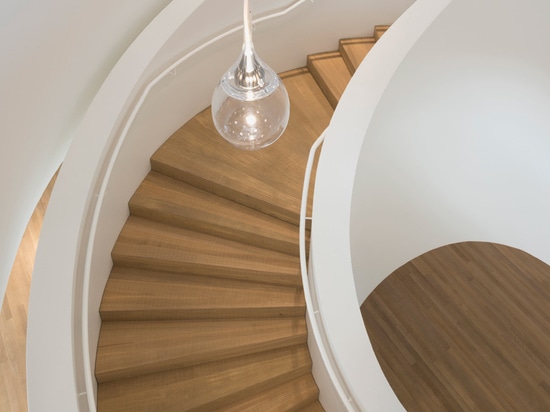 ¿una escalera espiral forma un aspecto escultural del proyecto? interiores de s