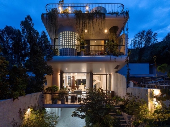 Las plantas caen en cascada por el exterior de esta nueva casa