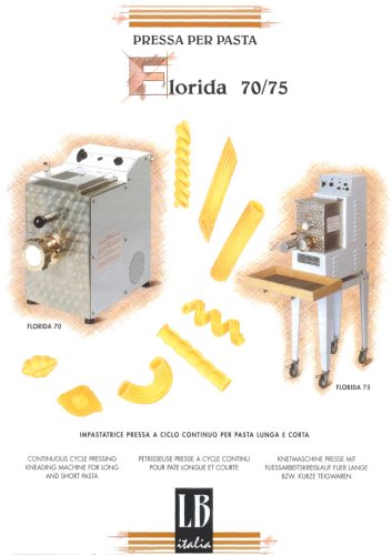 Continuous cycle pressing kneading machine for long and short pasta- Florida 70/75