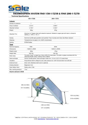 FINO THERMOSIPHON SYSTEM DATASHEET