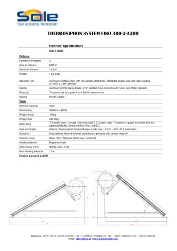 FINO THERMOSIPHON SYSTEM DATASHEET 300-2-A200