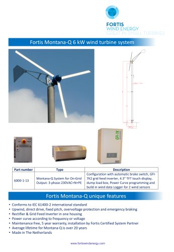 Fortis Montana-Q 6 kW wind turbine system