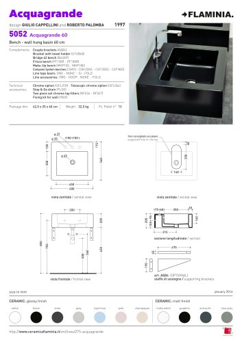 Acquagrande 60  bench - wall