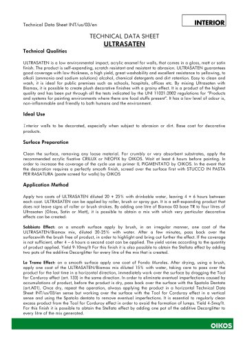 ULTRASATEN TECHNICAL DATA SHEET