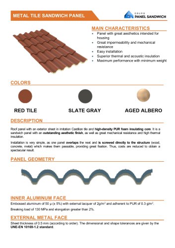 METAL TILE SANDWICH PANEL