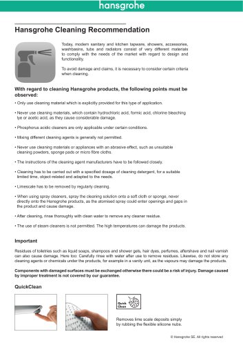 hansgrohe cleaning recommendations