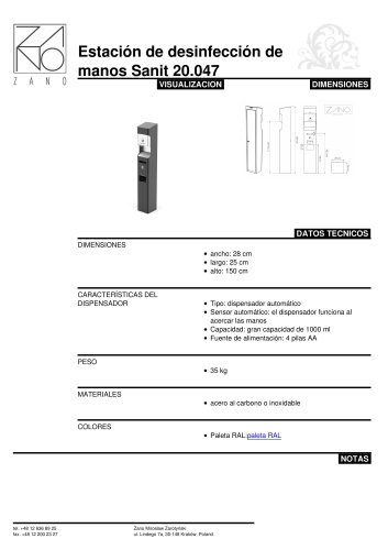 Estación de desinfección de manos Sanit 20.047