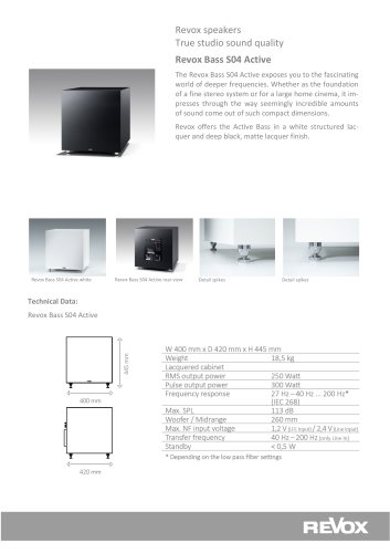 Revox Bass 04 Active data sheet