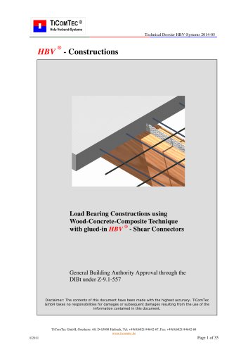 Load Bearing Constructions using Wood-Concrete-Composite Technique with glued-in HBV  - Shear Connectors