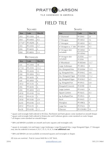 FIELD TILE CHART