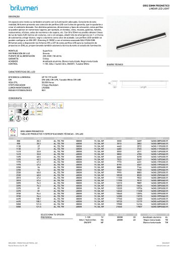 Oris 50mm Perfil LED Montado en Superficie Prismático