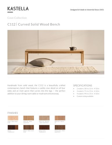 C112 Curved Solid Wood Bench