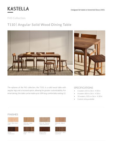 T110 Angular Solid Wood Dining Table