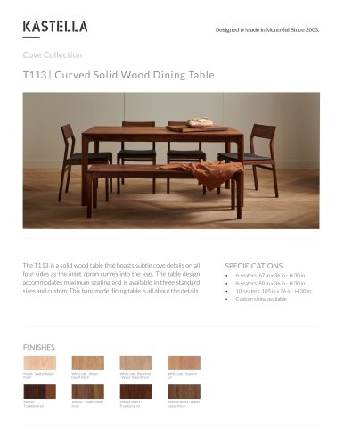 T113 Curved Solid Wood Dining Table