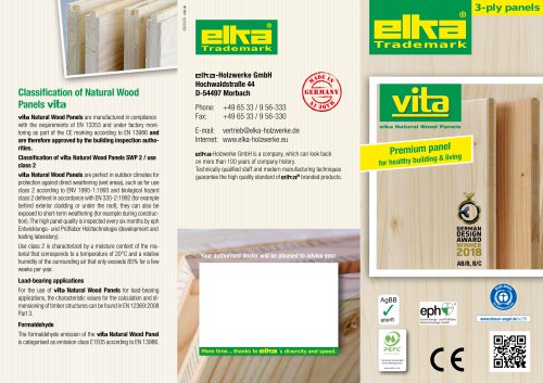 Product flyer natural wood panel VITA