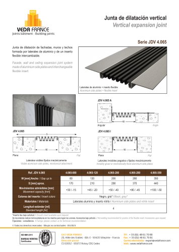 Junta de dilatación vertical - JDV 4.065