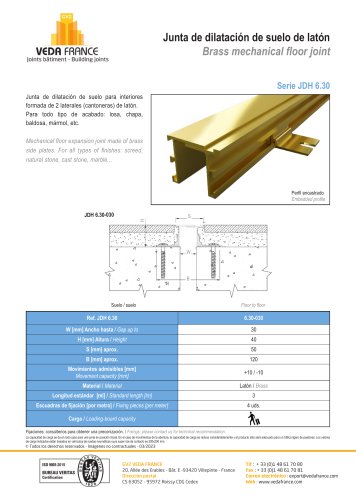 Juntas de dilatación de suelo en latón- JDH 5.30