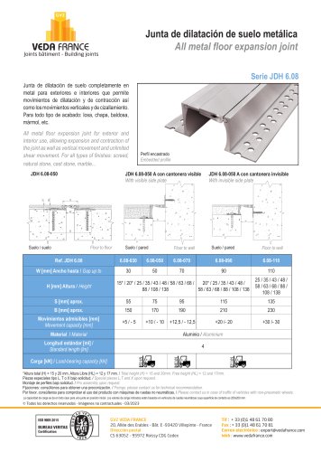 Juntas de dilatación de suelo metálicas - JDH 6.08