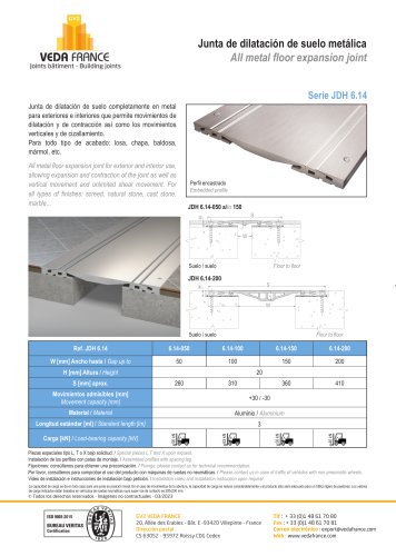 Juntas de dilatación de suelo metálicas - JDH 6.14