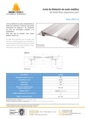 Juntas de dilatación de suelo metálicas - JDH 6.16