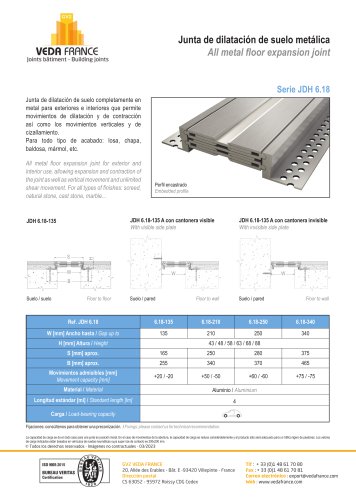 Juntas de dilatación de suelo metálicas - JDH 6.18