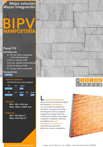 BIPV-Módulos Solares Fotovoltaicos-Colores-Mampostería